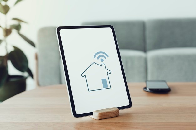 digitaler Tablet-Bildschirm mit Smart-Home-Controller